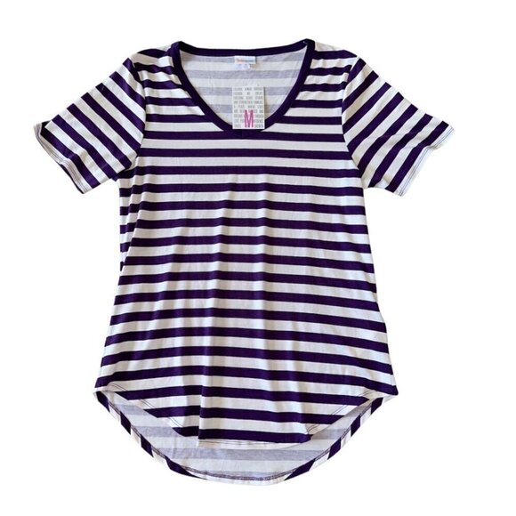 Purple & Black Women's Medium Short Sleeve Round Hem Iris Tee Shirt - Picture 1 of 10
